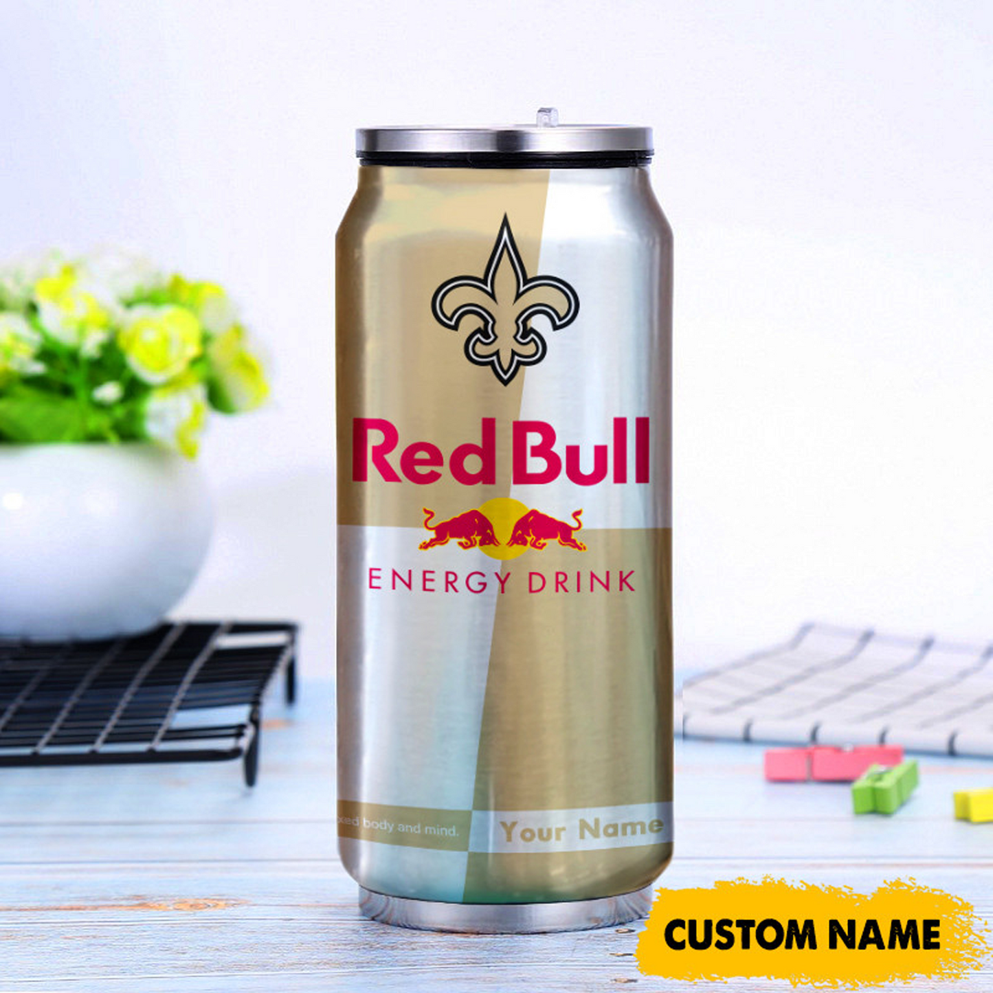 NO x NFL Mix RedB Drink Can Tumbler Custom Any Name DATND TANTD