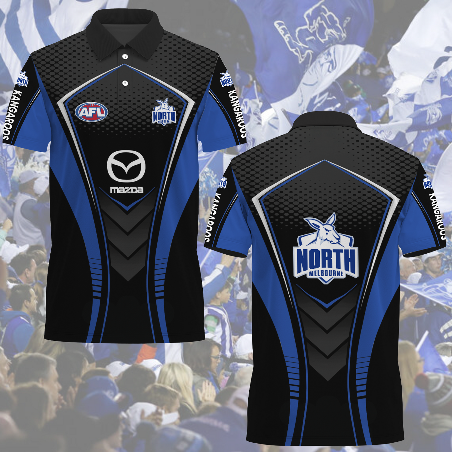 North Melbourne AFL 2025 Polo Shirt TM NTA V3