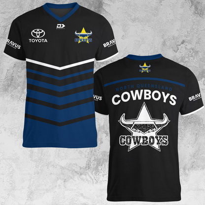 NQ Cowboys 1 NRL 2025 Limited Edition V-neck T-Shirt TM NTA V1