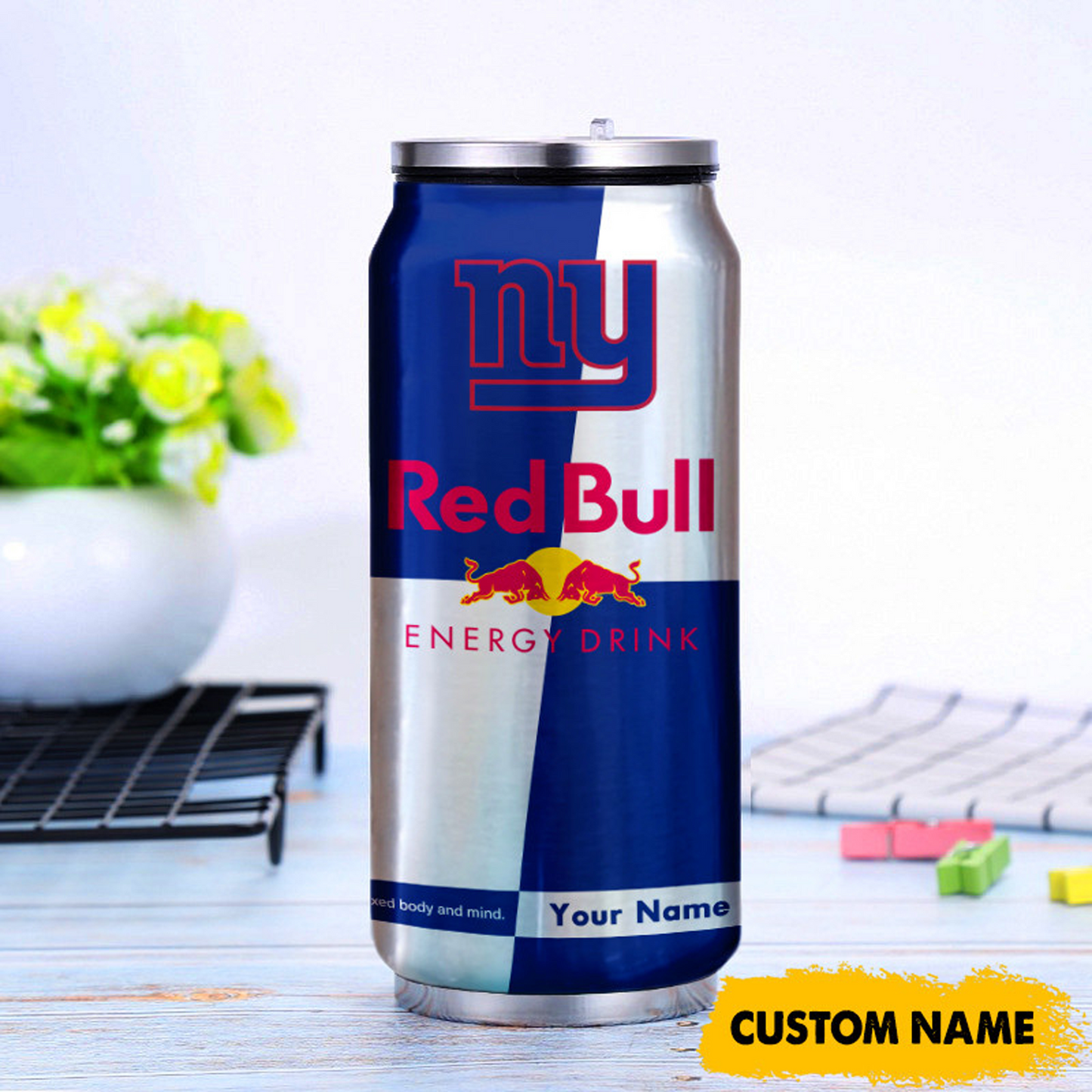NYG x NFL Mix RedB Drink Can Tumbler Custom Any Name DATND TANTD