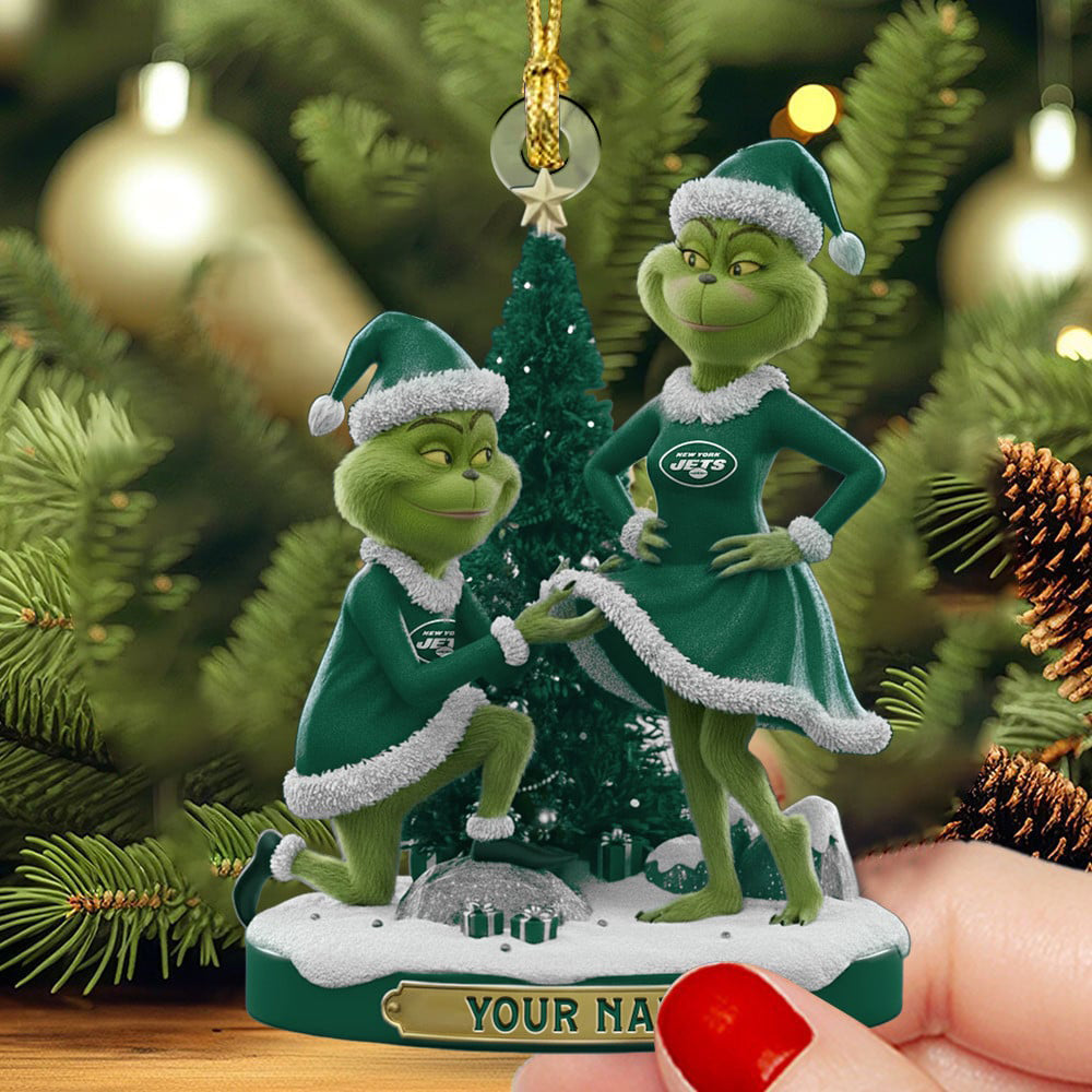 NYJ NFL Personalized Funny Christmas Couple Ornament Gift For Family DDTNTL
