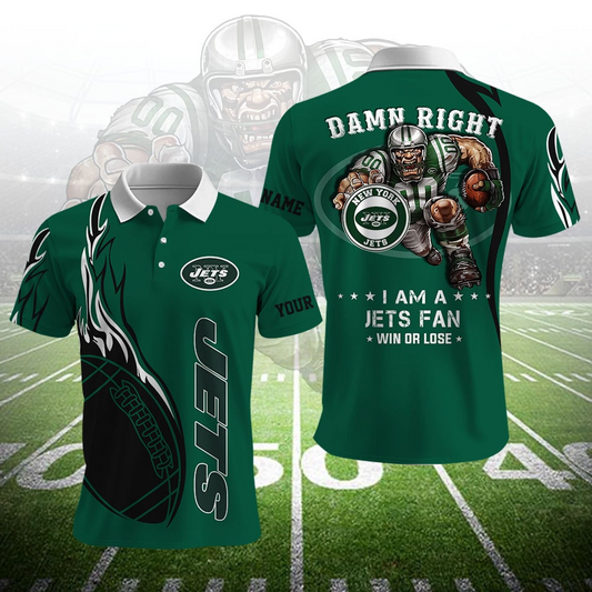 NYJ NFL Team Mascot Polo Shirt DDT NTL