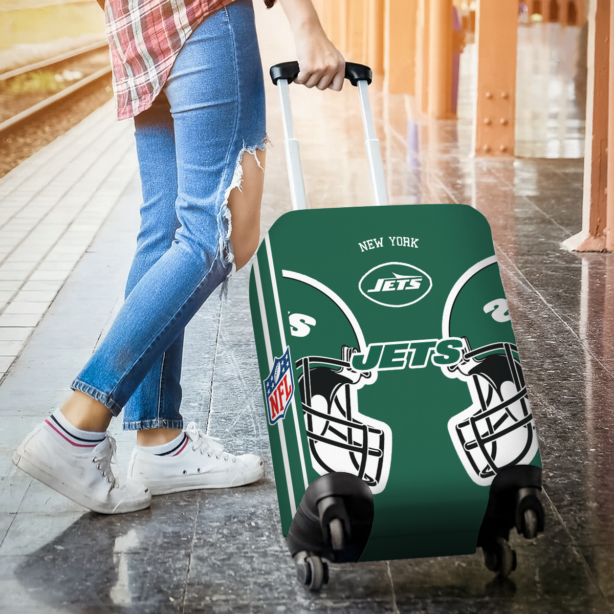 NYJ NFL V2 Luggage Cover Suitcase Protector DDT NTL