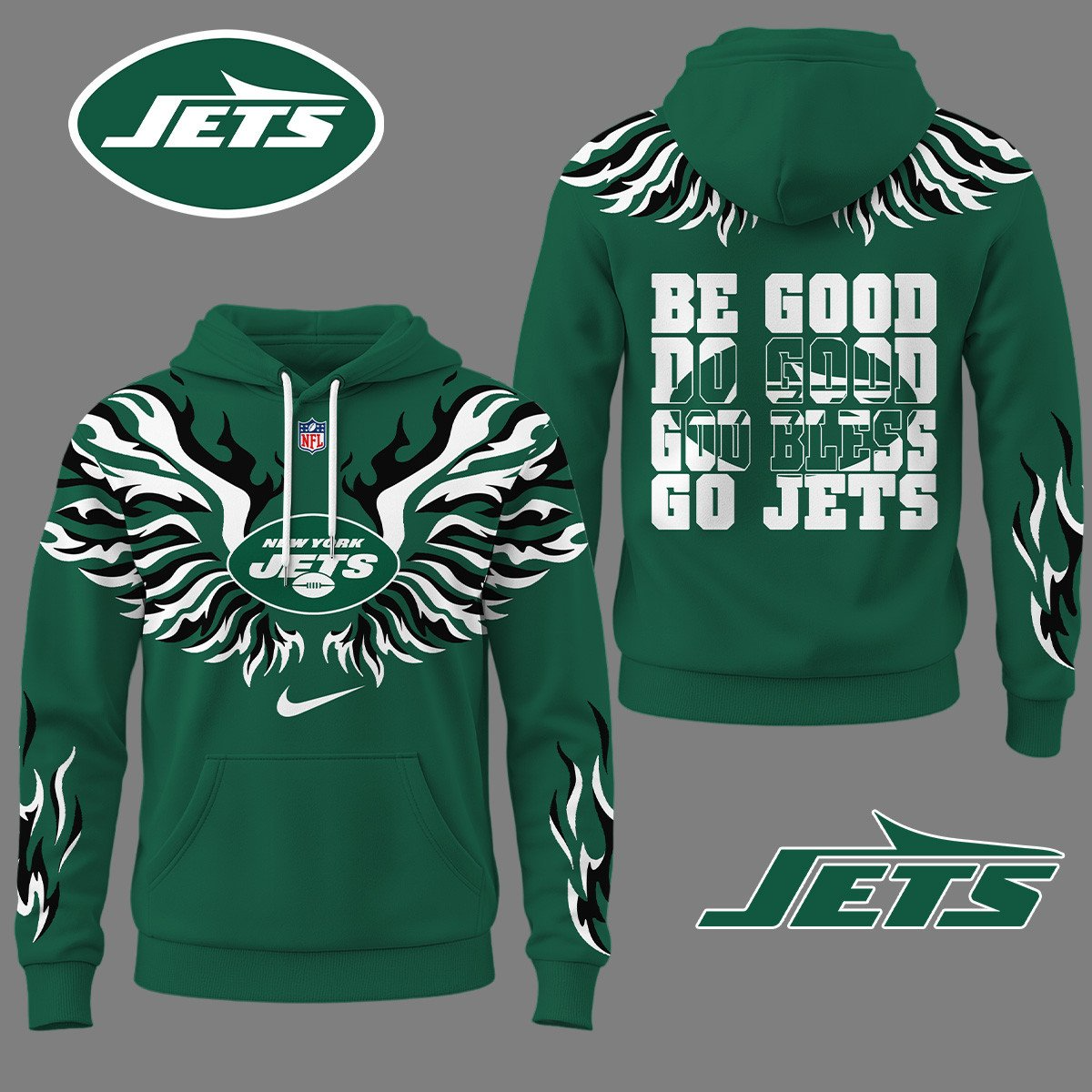 NYJ Premium NFL Fire Wings 3D Hoodie DDT CTND