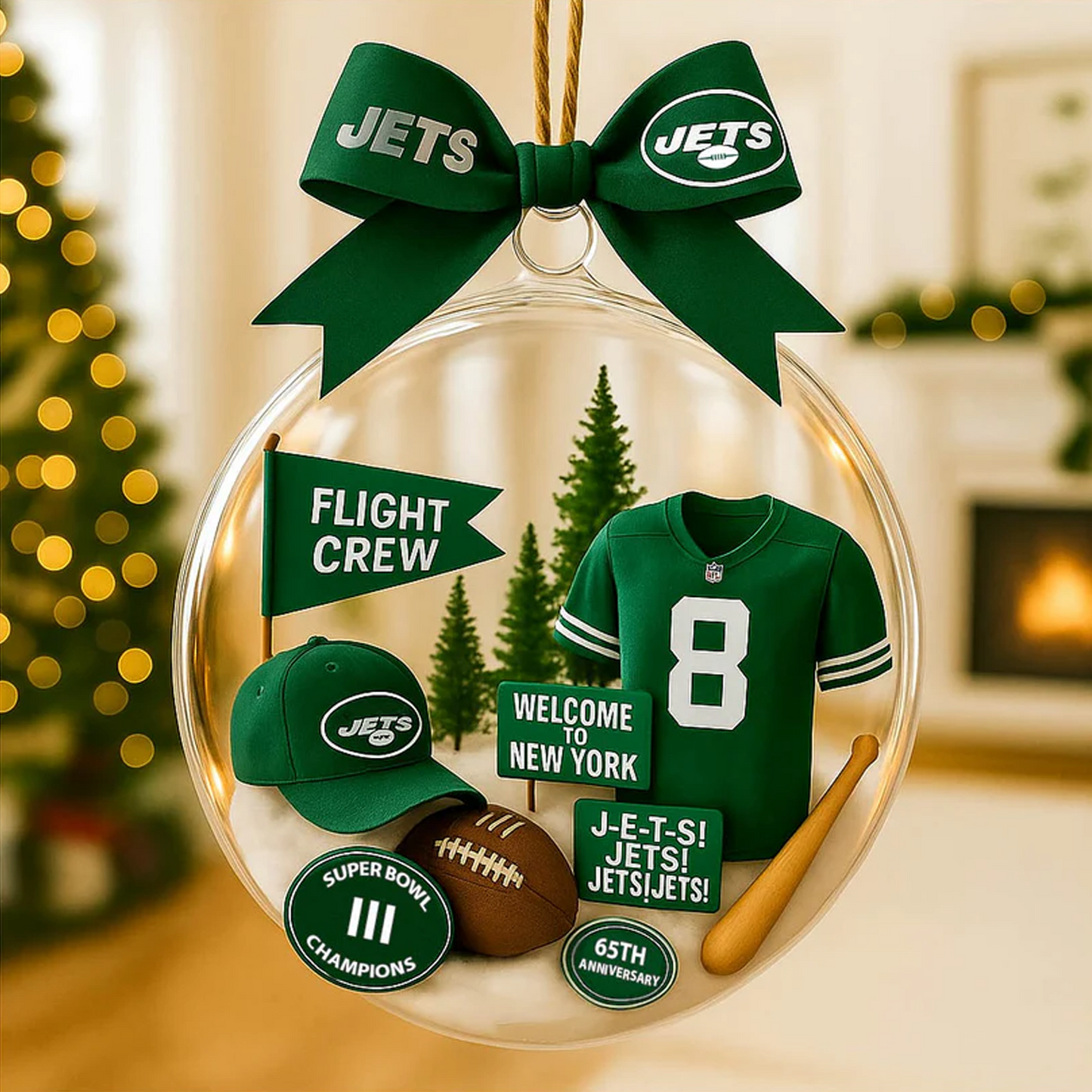 NYJ X NFL Baseball Team Christmas Tree and Uniform Pendant V1 NAK NHT