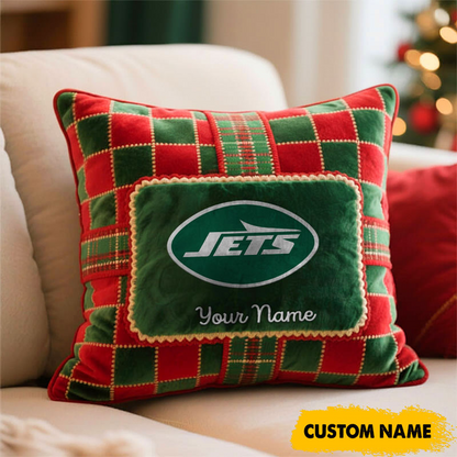 NYJ x NFL Christmas New Square Pillow DatND DVT