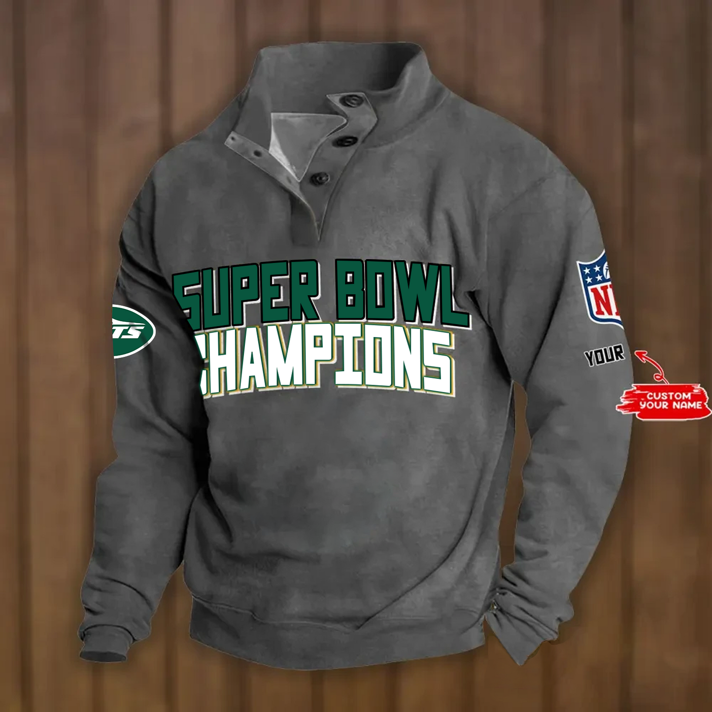 NYJ x NFL Double Breasted Stand Collar Hoodies DATND TANTD