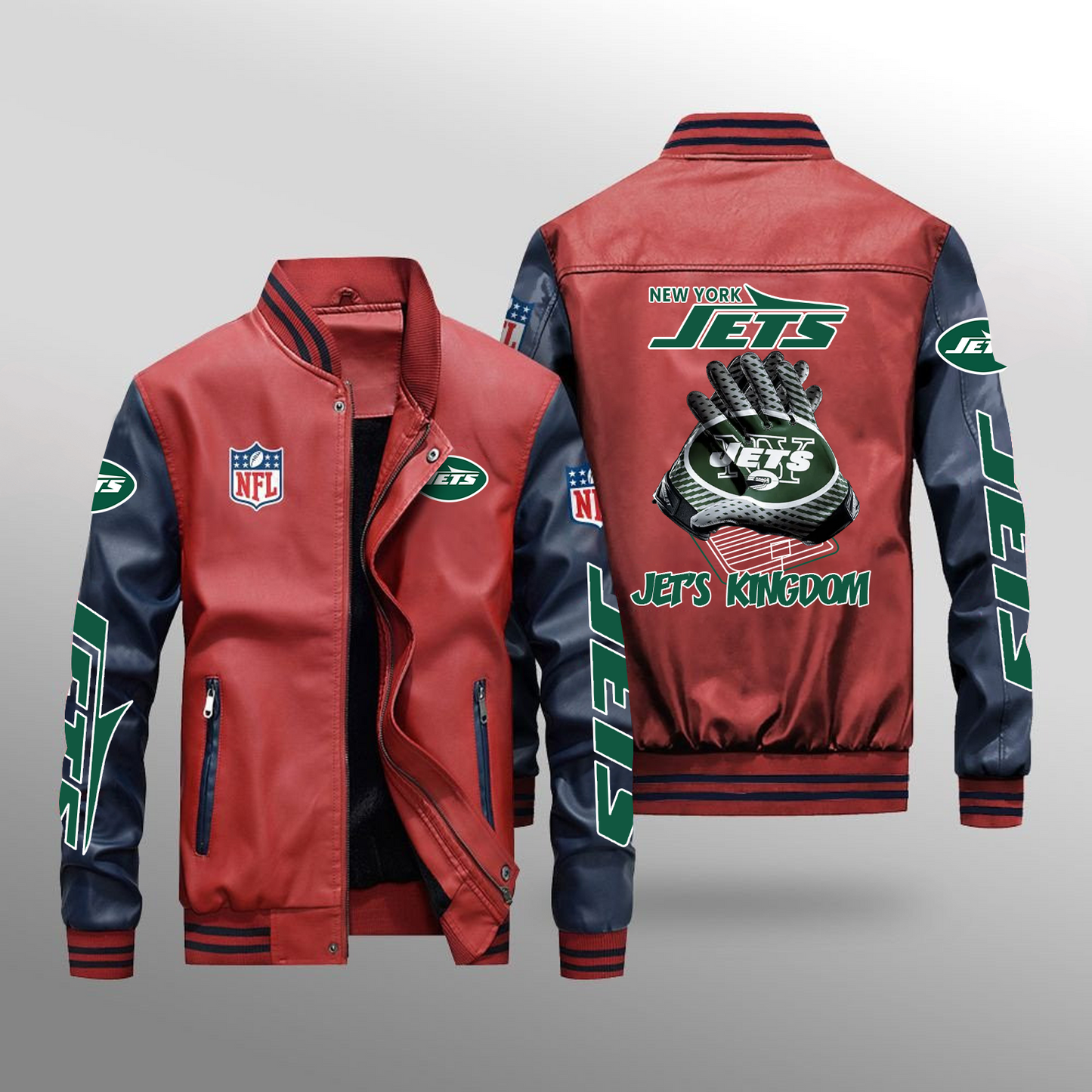NYJ x NFL Leather Bomber Jacket DATND TANTD