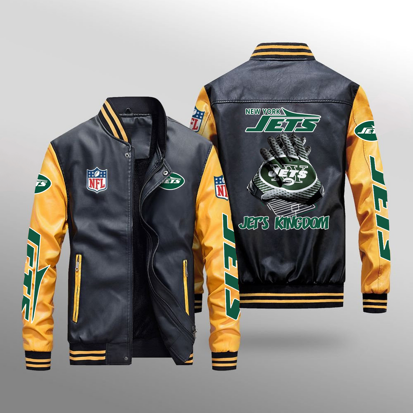 NYJ x NFL Leather Bomber Jacket DATND TANTD