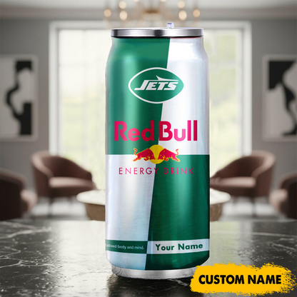 NYJ x NFL Mix RedB Drink Can Tumbler Custom Any Name DATND TANTD