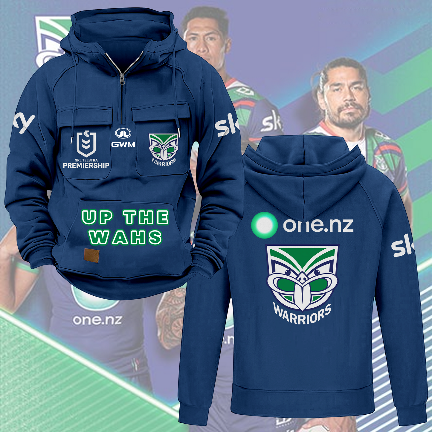 One New Zealand Warriors NRL 2025 Quarter Zip Hoodie TM NTA V2