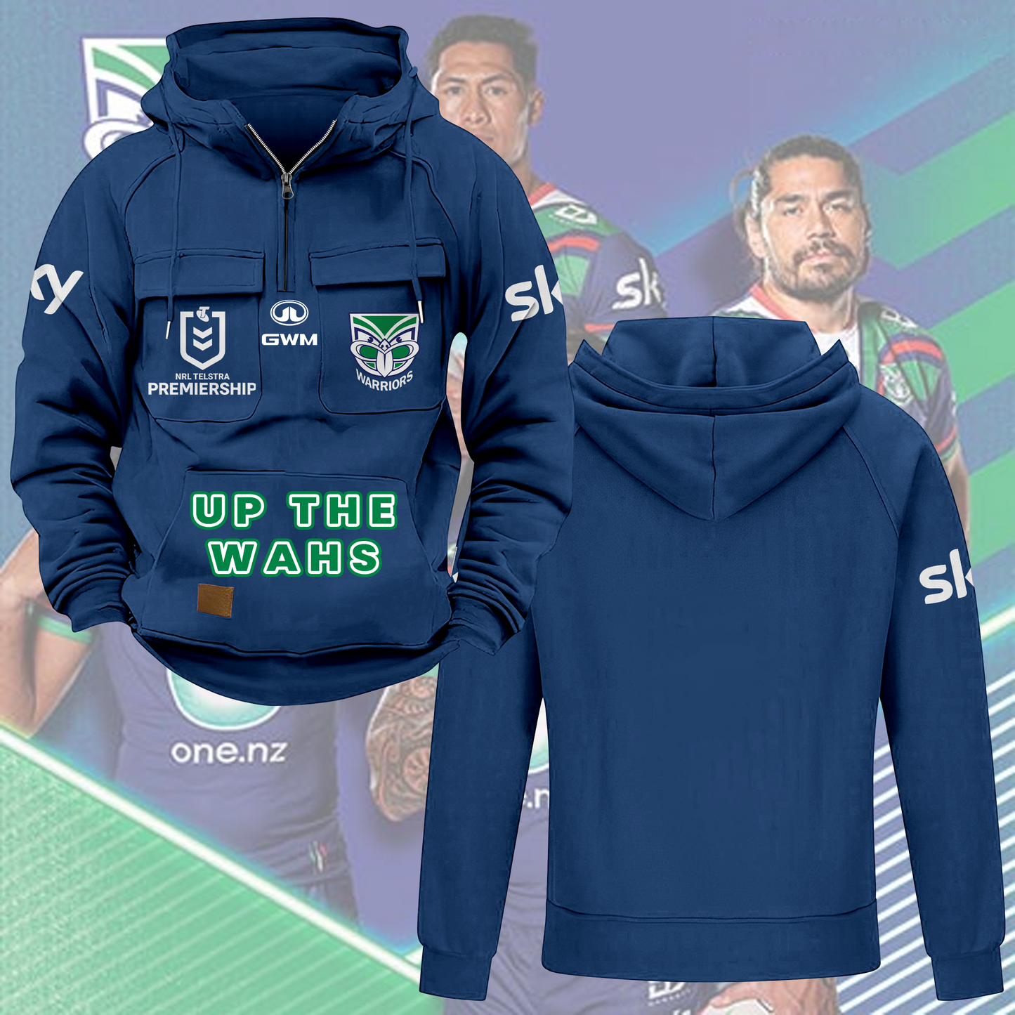 One New Zealand Warriors NRL 2025 Quarter Zip Hoodie TM NTA V4