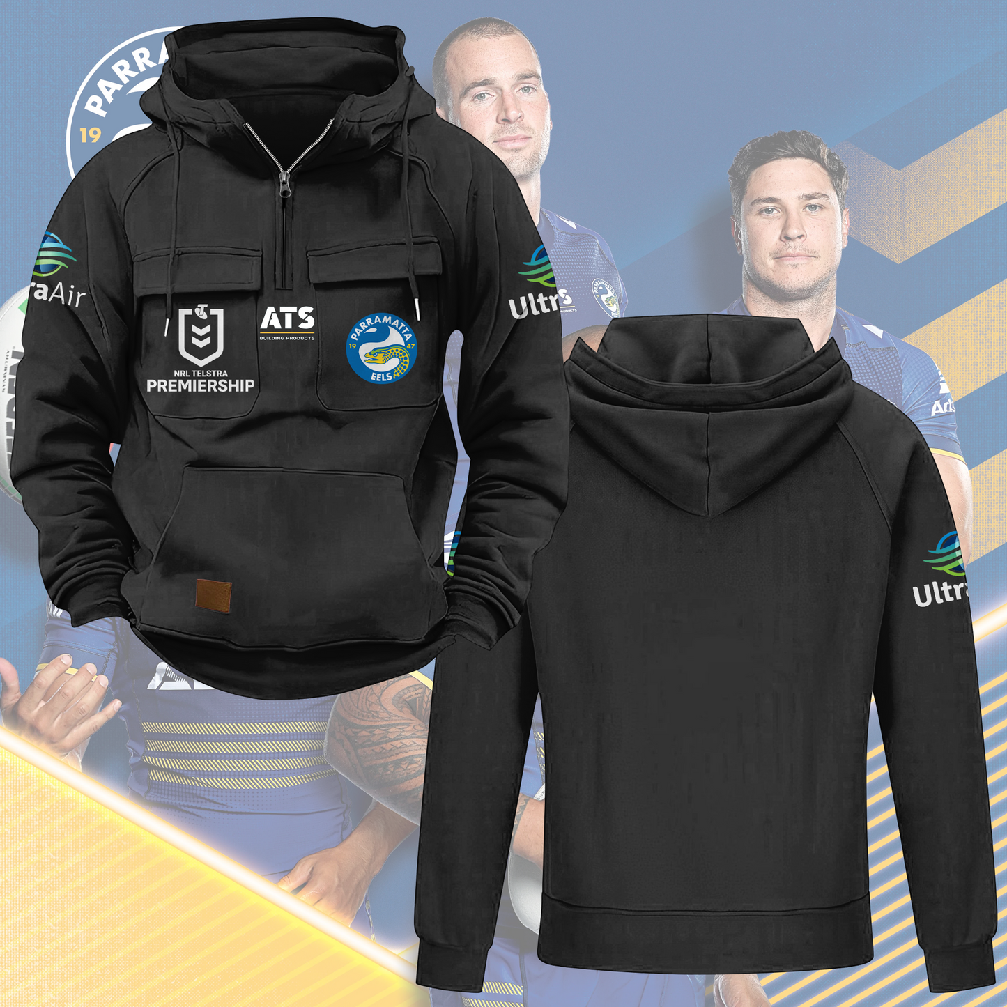Parramatta Eels NRL 2025 Quarter Zip Hoodie TM NTA V2