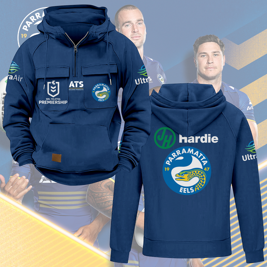 Parramatta Eels NRL 2025 Quarter Zip Hoodie TM NTA V3