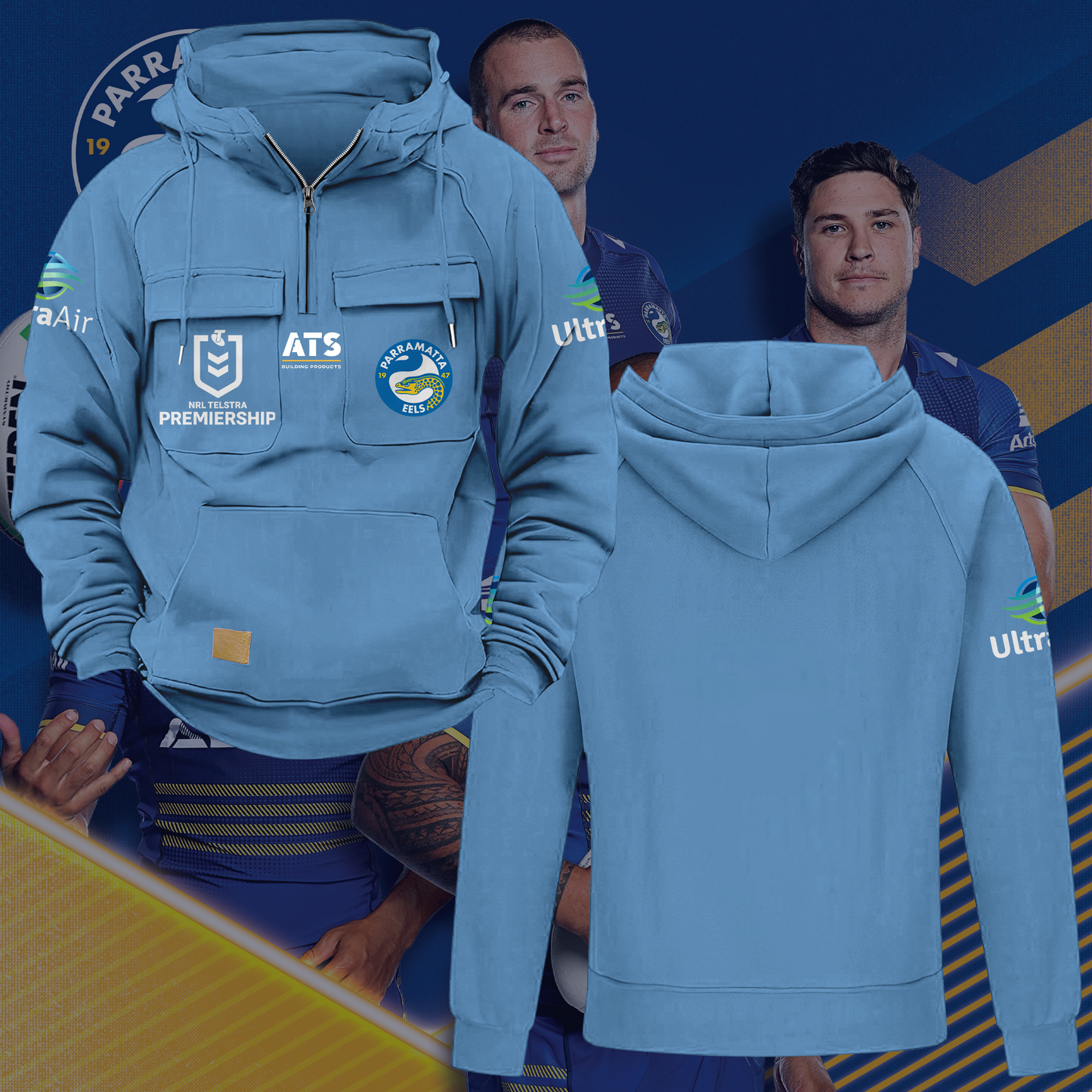 Parramatta Eels NRL 2025 Quarter Zip Hoodie TM NTA V5
