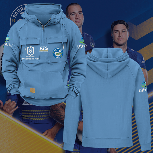 Parramatta Eels NRL 2025 Quarter Zip Hoodie TM NTA V5