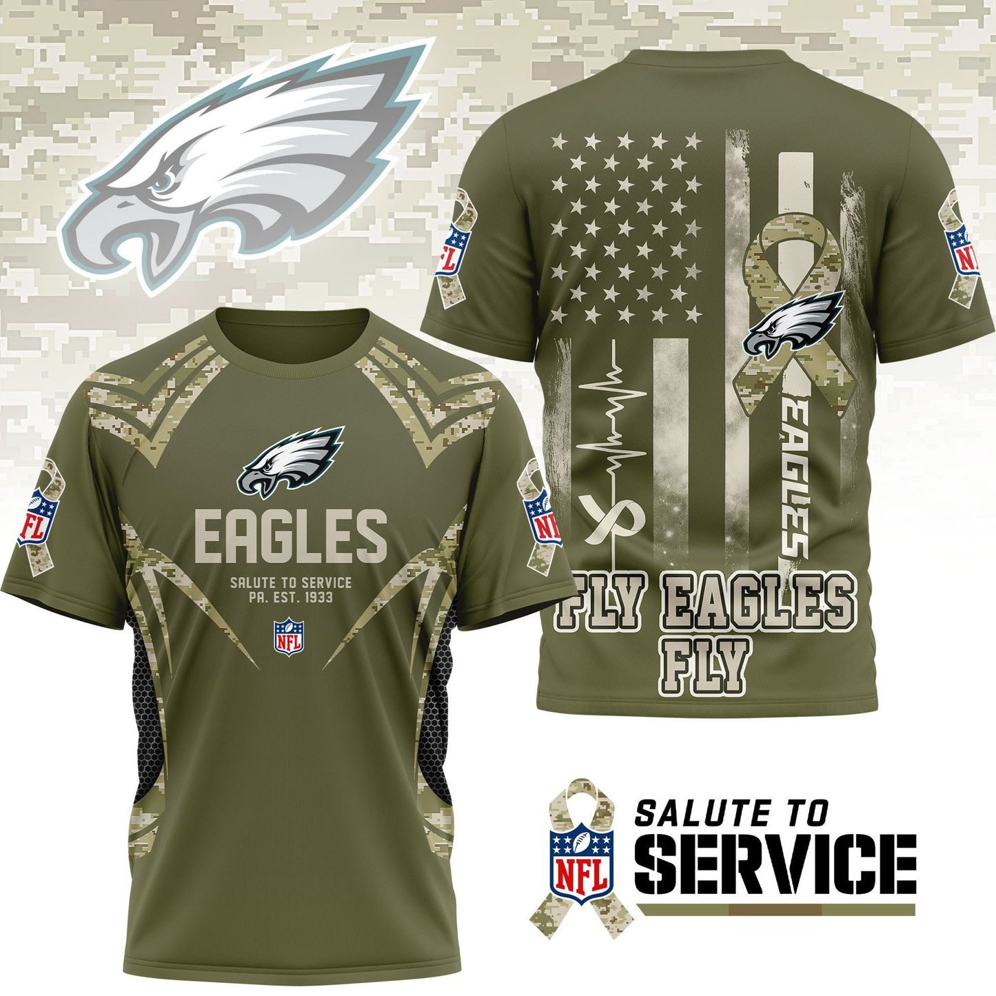 PE Premium NFL Salute to Service Camo 3D Shirt DDT CTND
