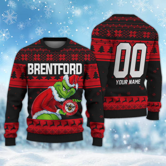 Personalized Name & Number BRE - Grinch Christmas Ugly Sweater DDT NTL