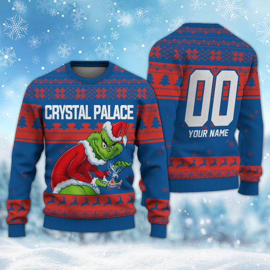 Personalized Name & Number CRY - Grinch Christmas Ugly Sweater DDT NTL
