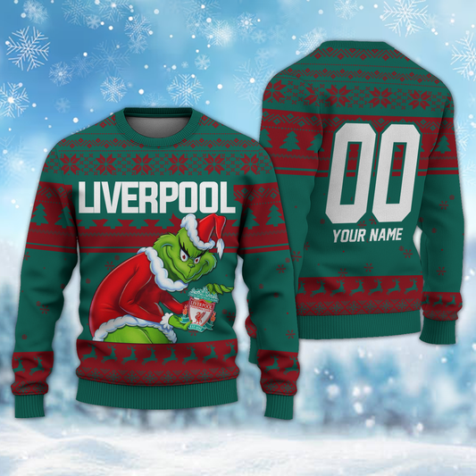 Personalized Name & Number LIV - Grinch Christmas Ugly Sweater DDT NTL
