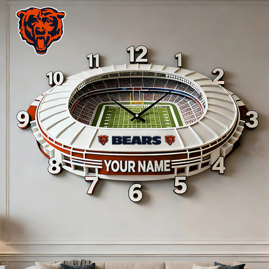 Personalized NFL CHI Stadium Theme Clock V1 NAK NHM