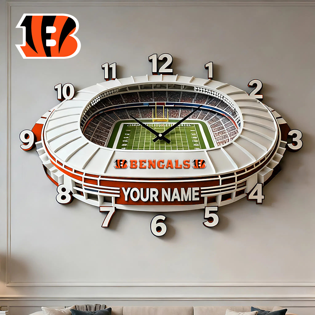 Personalized NFL CIN Stadium Theme Clock V1 NAK NHM