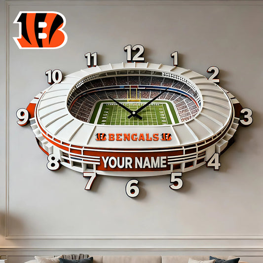 Personalized NFL CIN Stadium Theme Clock V1 NAK NHM