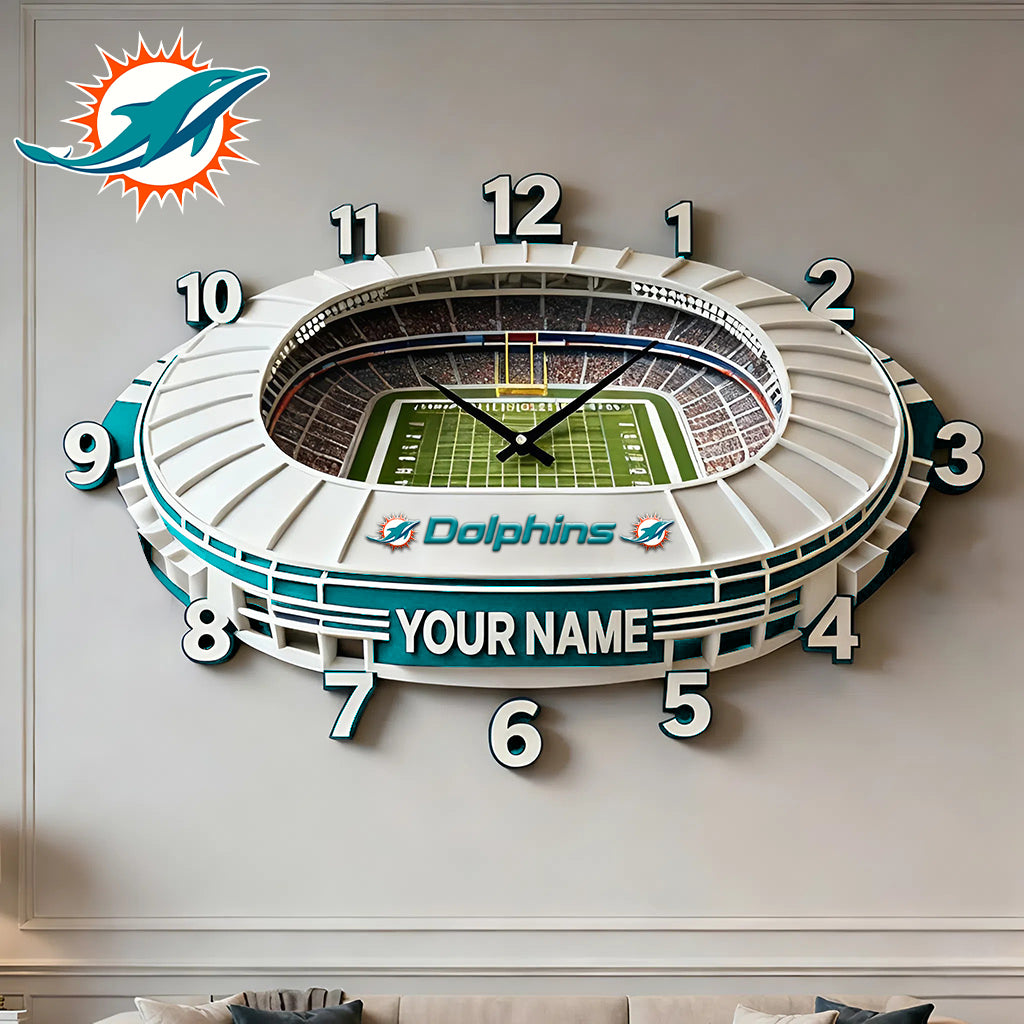 Personalized NFL MIA Stadium Theme Clock V1 NAK NHM