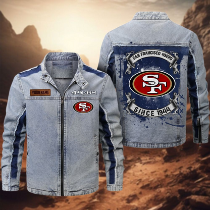 Personalized SF49 Premium NFL Street Scar Denim Jacket DDT CTND