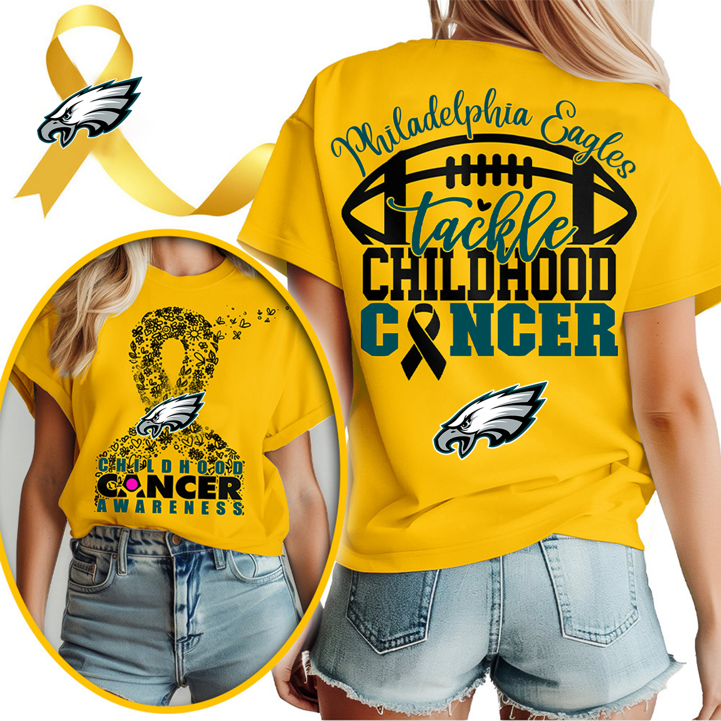 PHI X NFL Premium Childhood Cancer Awareness Month 3D Shirt DatND ThuongNH