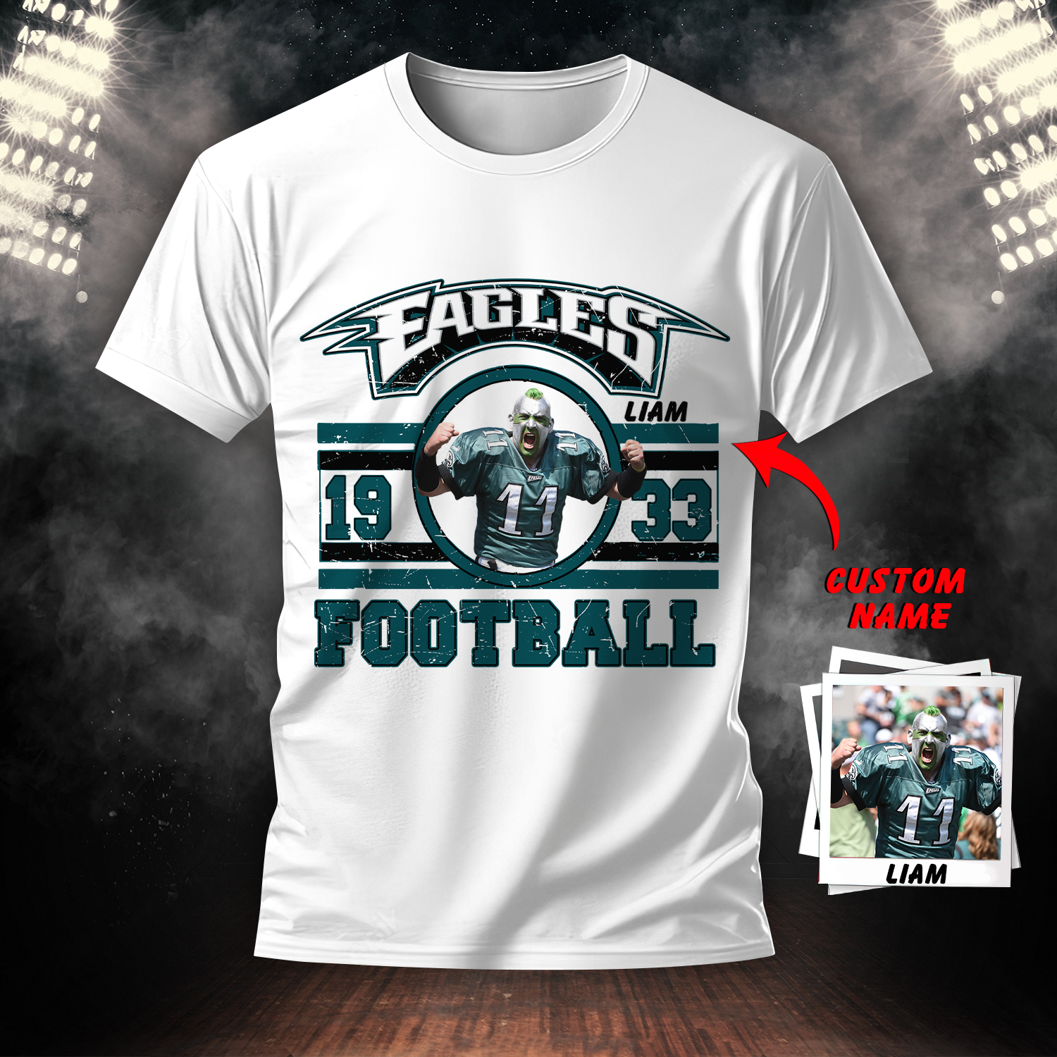 Philadelphia Eagles  American Football Custom Name And Custom Photo For Fan Shirt