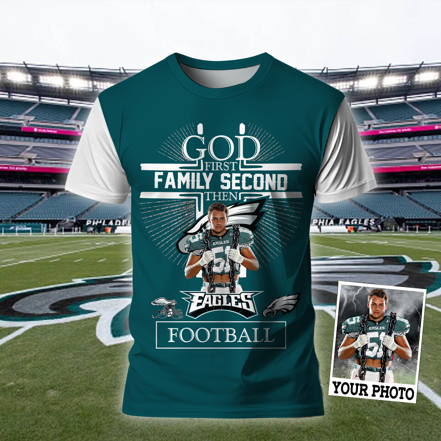 PE God First Family Second Then Eagles Football Shirt