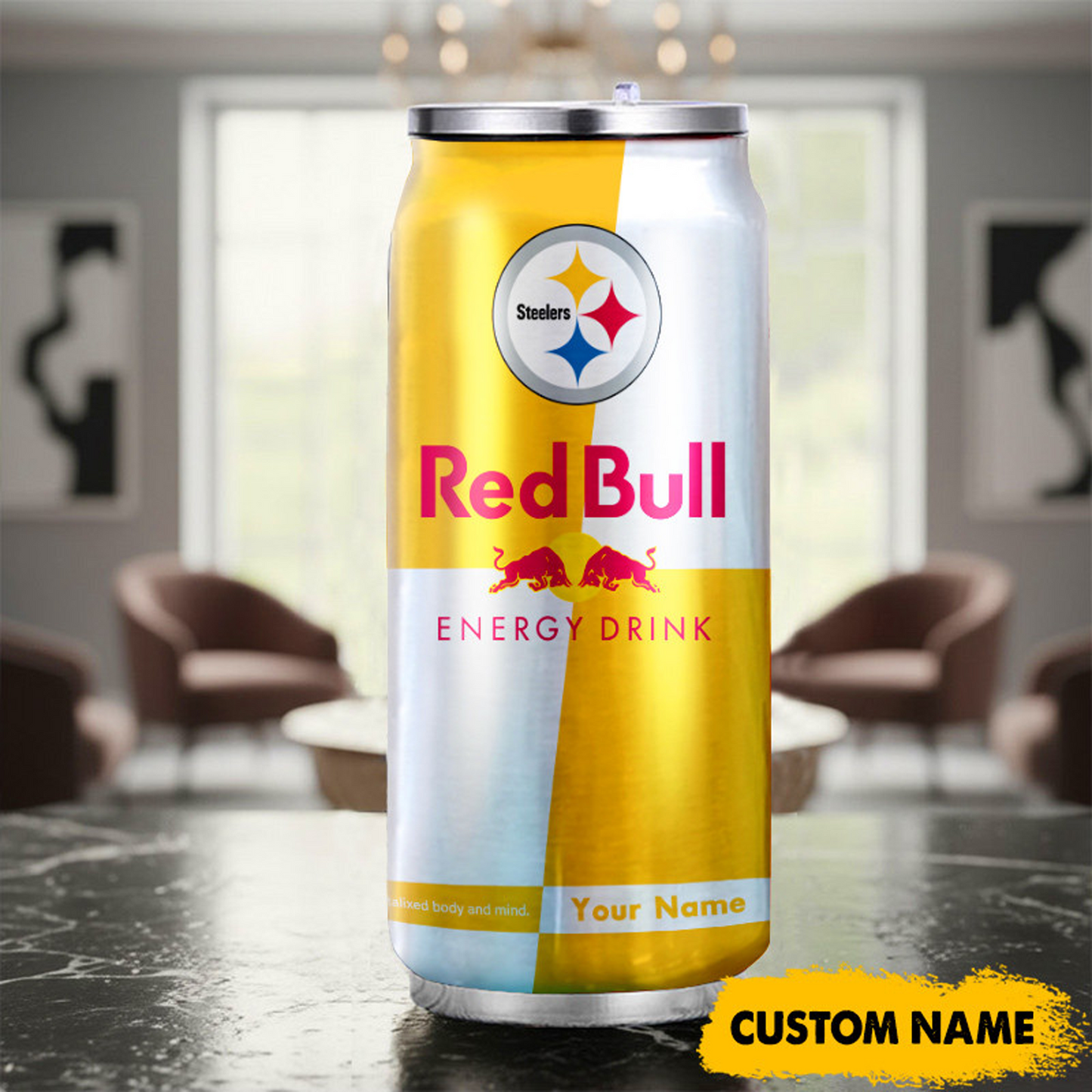 PIT x NFL Mix RedB Drink Can Tumbler Custom Any Name DATND TANTD