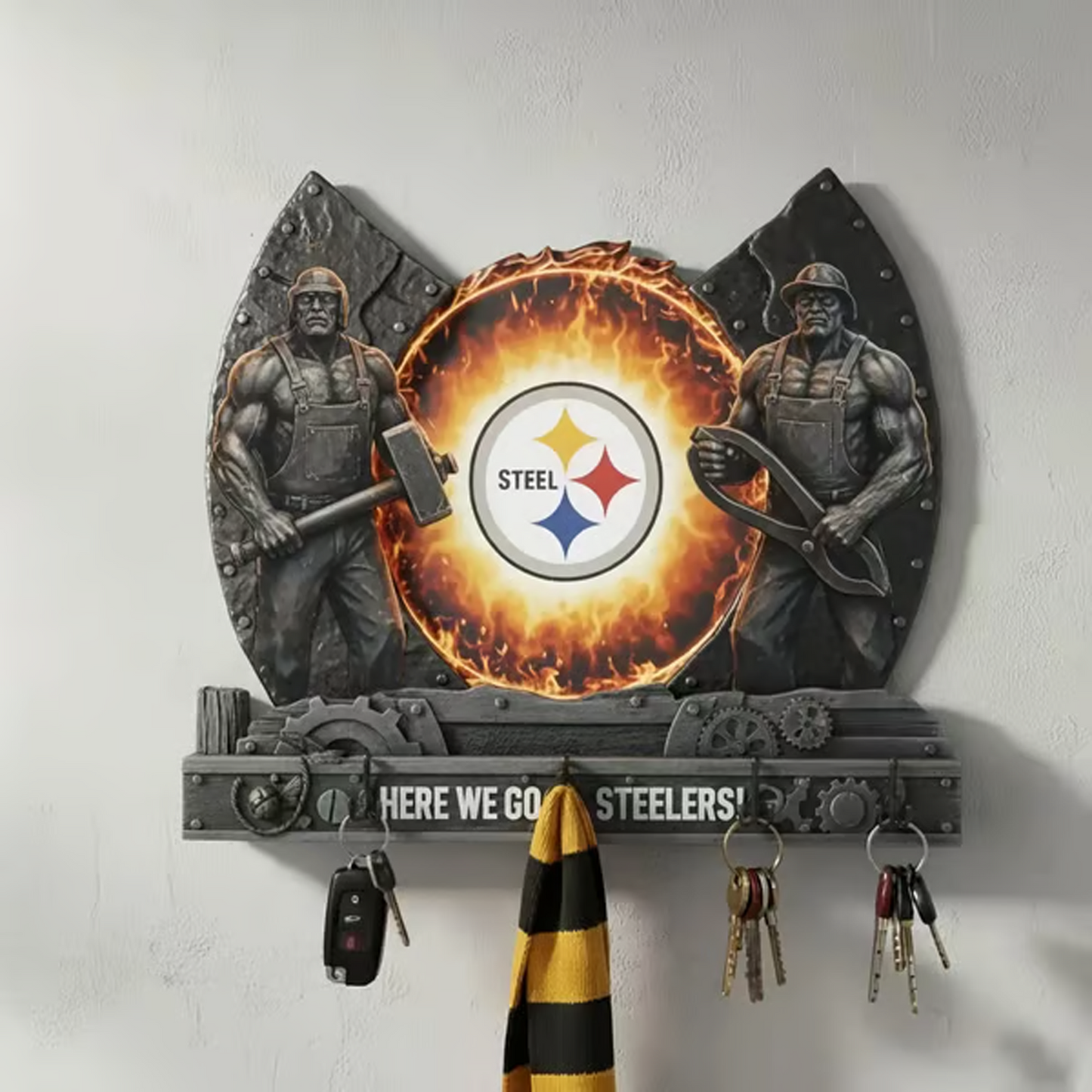 PIT X NFL Originality Verification Football Team Wall Key Holder NAK THUONGNH