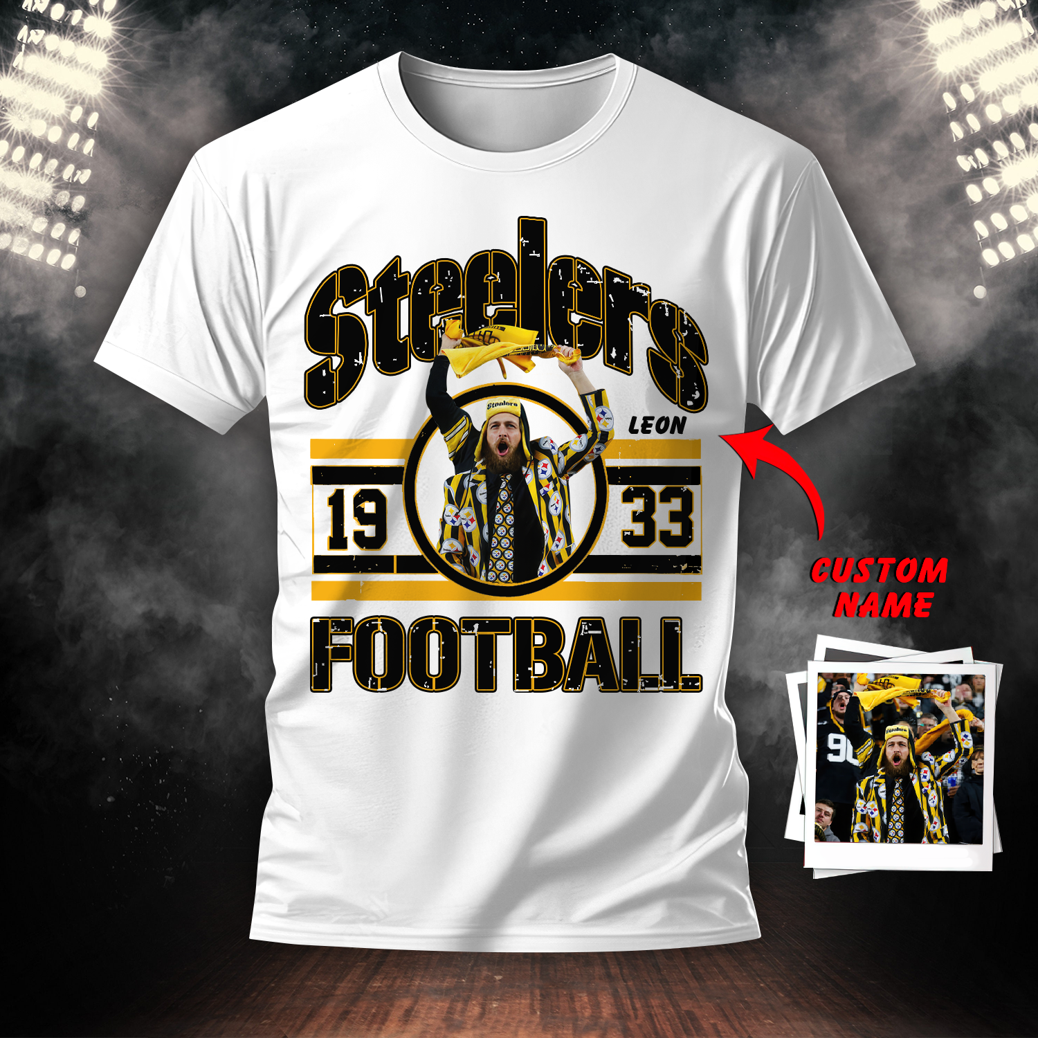 Pittsburgh Steelers American Football Custom Name And Custom Photo For Fan Shirt