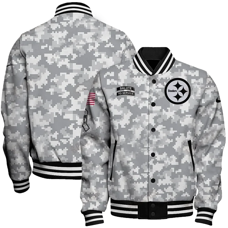 Pittsburgh Steelers National Football League 2024 Arctic Camo Unisex Varsity Jacket DDT HLPHUONG
