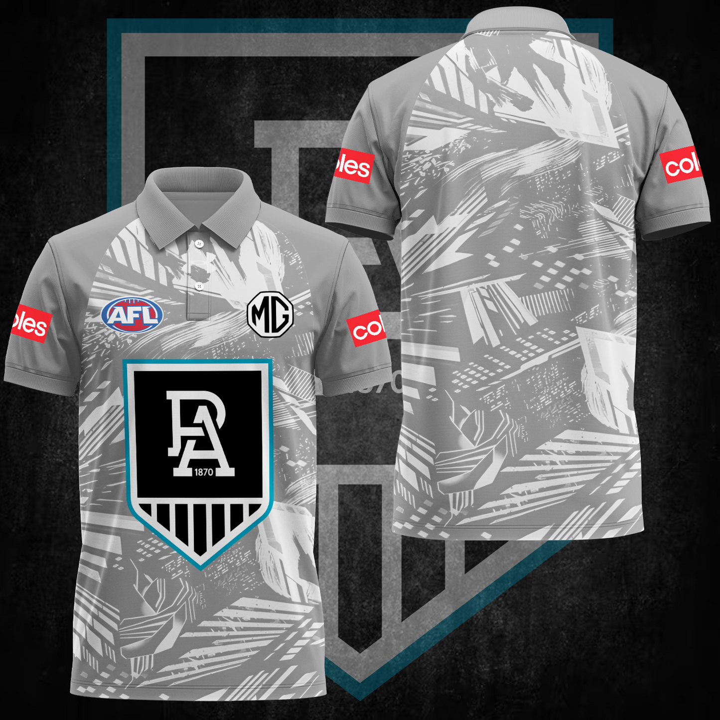 Port Adelaide Football Club AFL 2025 Power Limited Edition Polo Shirt TM V5