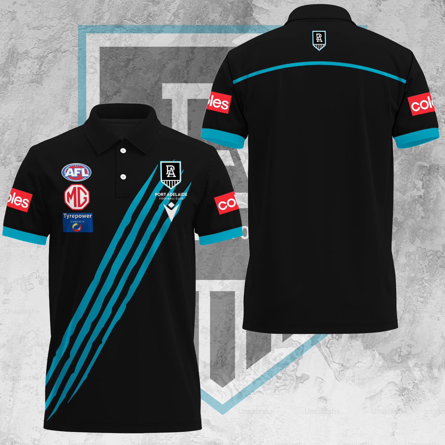 Port Adelaide Football Club AFL Power Special Edition Polo Shirt TM V2