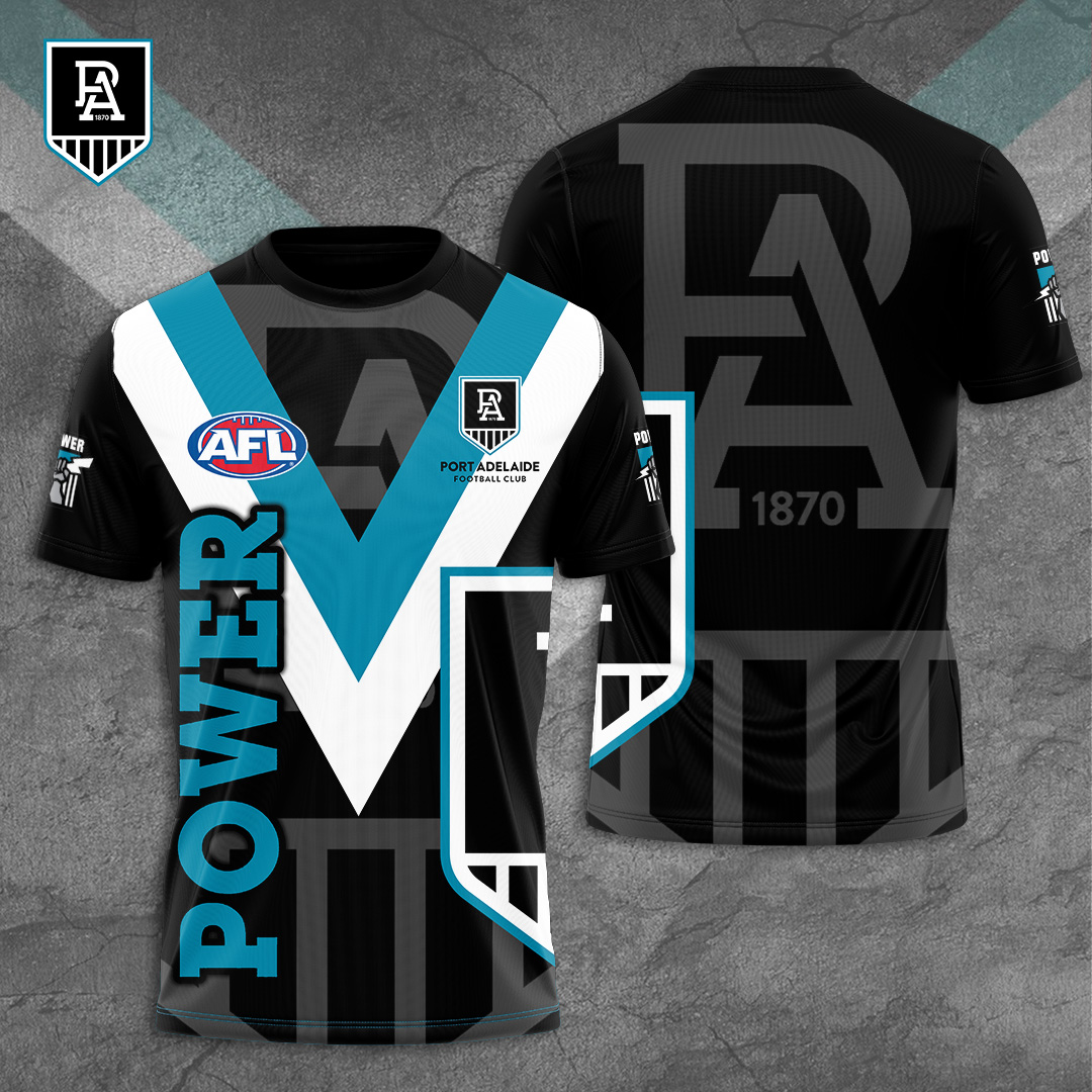 Port Adelaide Football Club AFL Power Special Edition T-Shirt TM - You will save more when you buy the clothes and hat combo V5