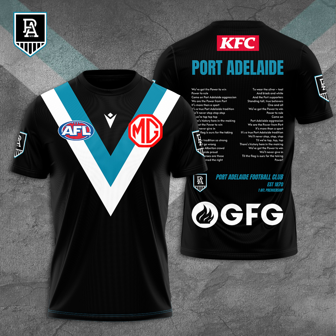 Port Adelaide Football Club AFL Power Special Edition T-Shirt TM - You will save more when you buy the clothes and hat combo V6