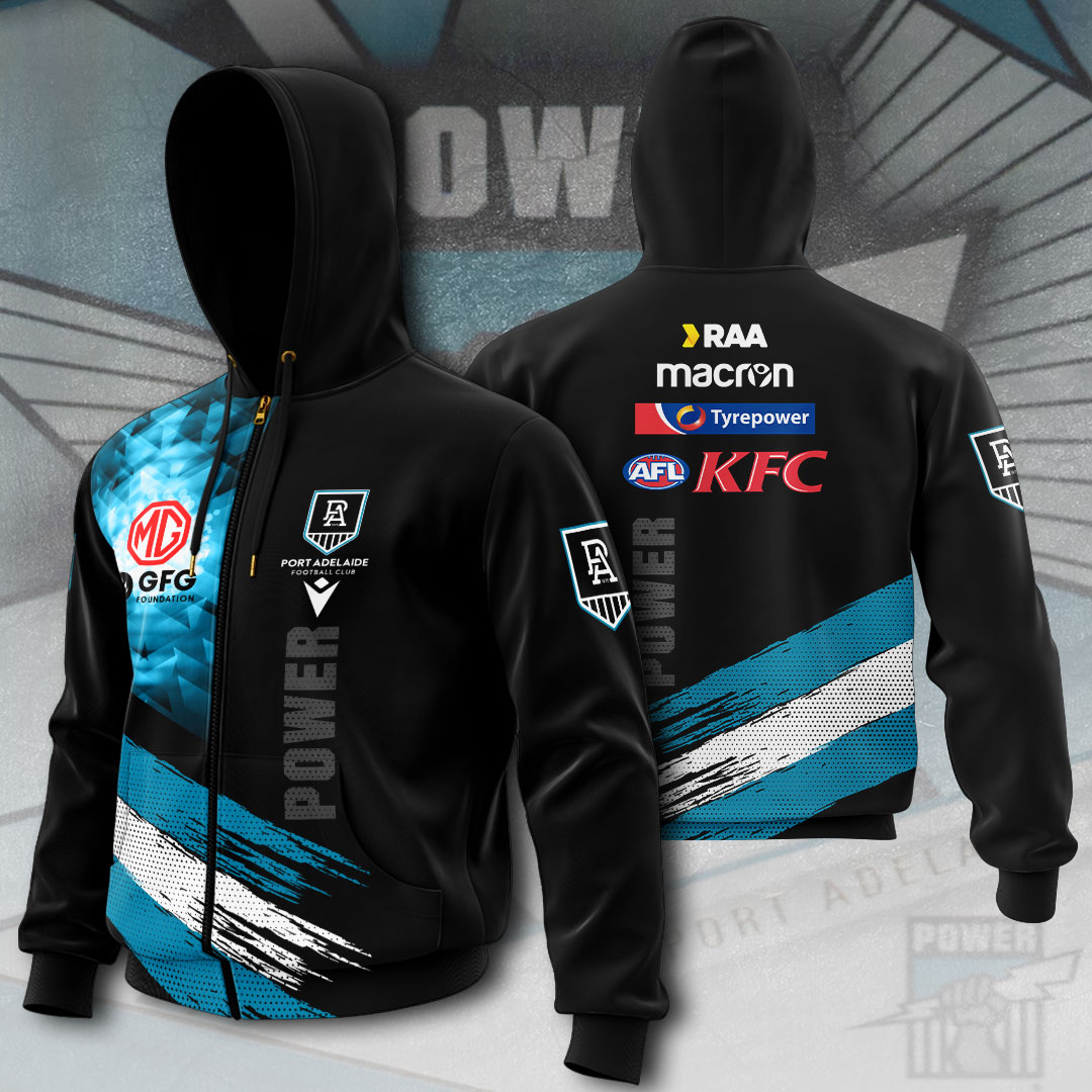Port Adelaide Football Club AFL Power Special Edition Zip Hoodie TM V10