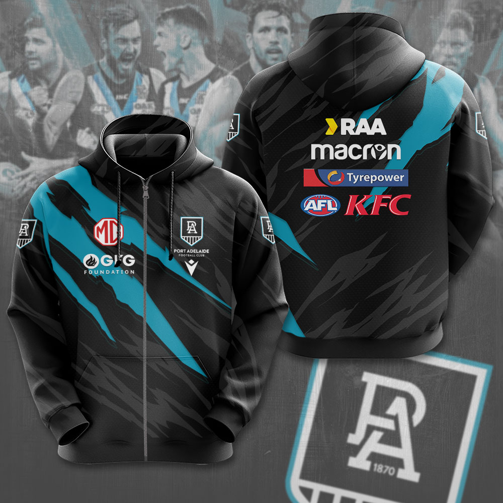 Port Adelaide Football Club AFL Power Special Edition Zip Hoodie TM V9