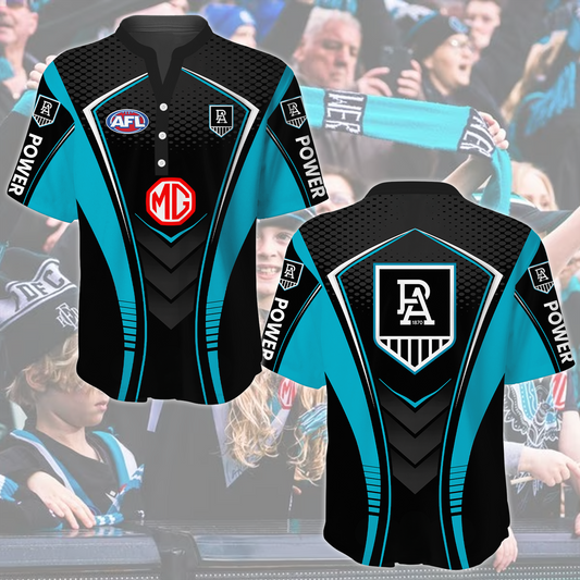 Port Adelaide Power AFL 2025 Limited Edition Henley Shirt TM NTA V1