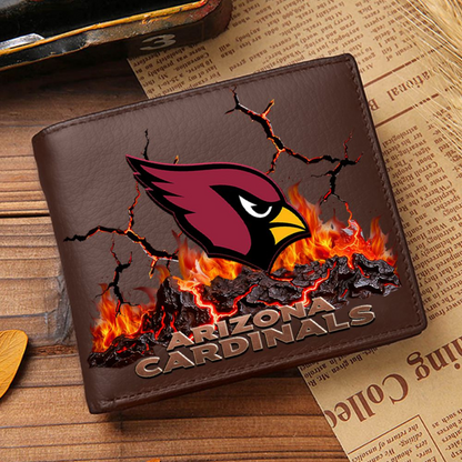 Premium NFL ARI Cracked Fire Leather Wallet V1 NMD TTV