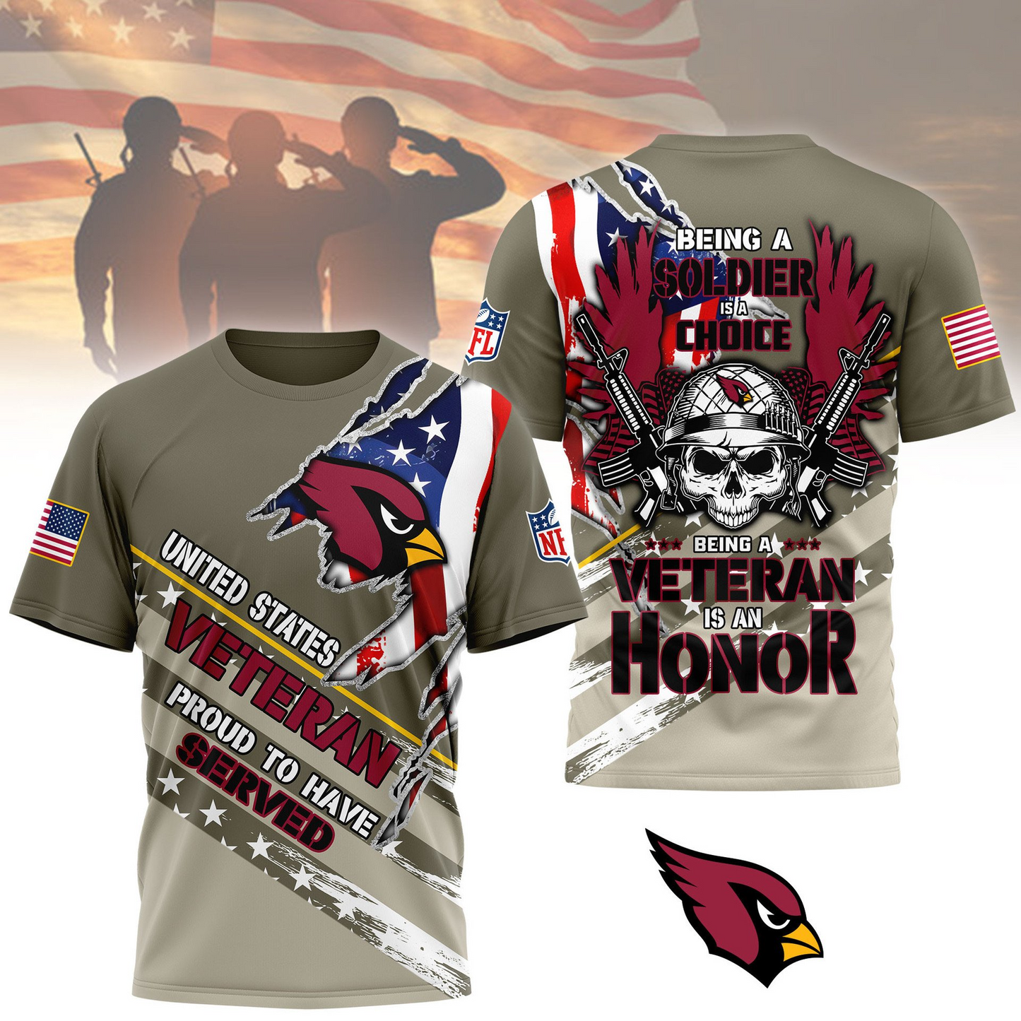 Premium NFL ARI Proud U.S. Veteran T-shirt V1 NMD TTV