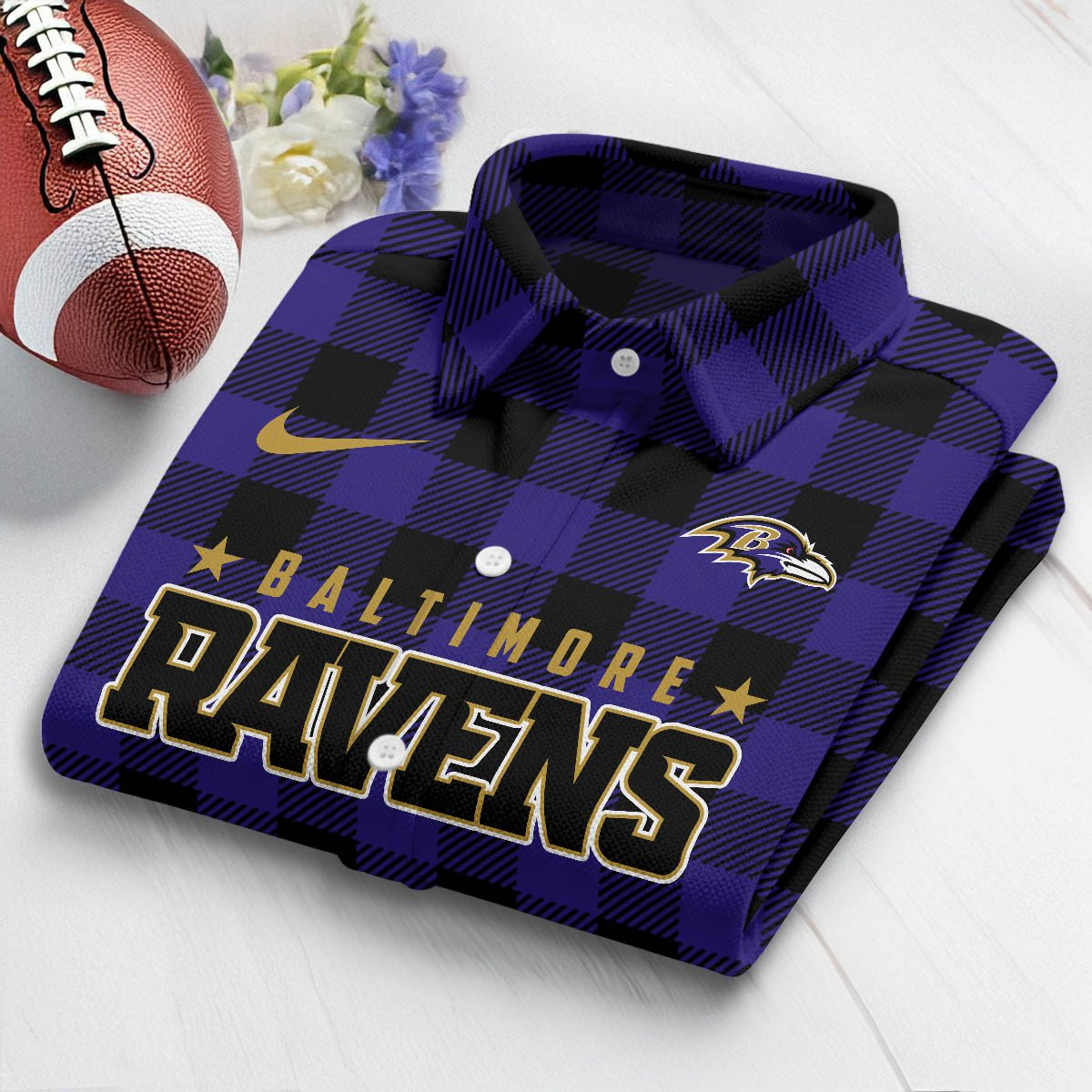 Premium NFL BAL Check Long-sleeve Casual Shirt V1 NMD TTV