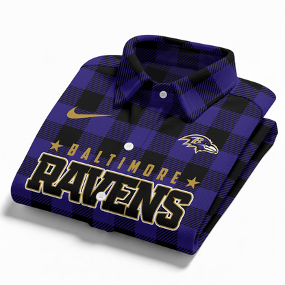 Premium NFL BAL Check Long-sleeve Casual Shirt V1 NMD TTV