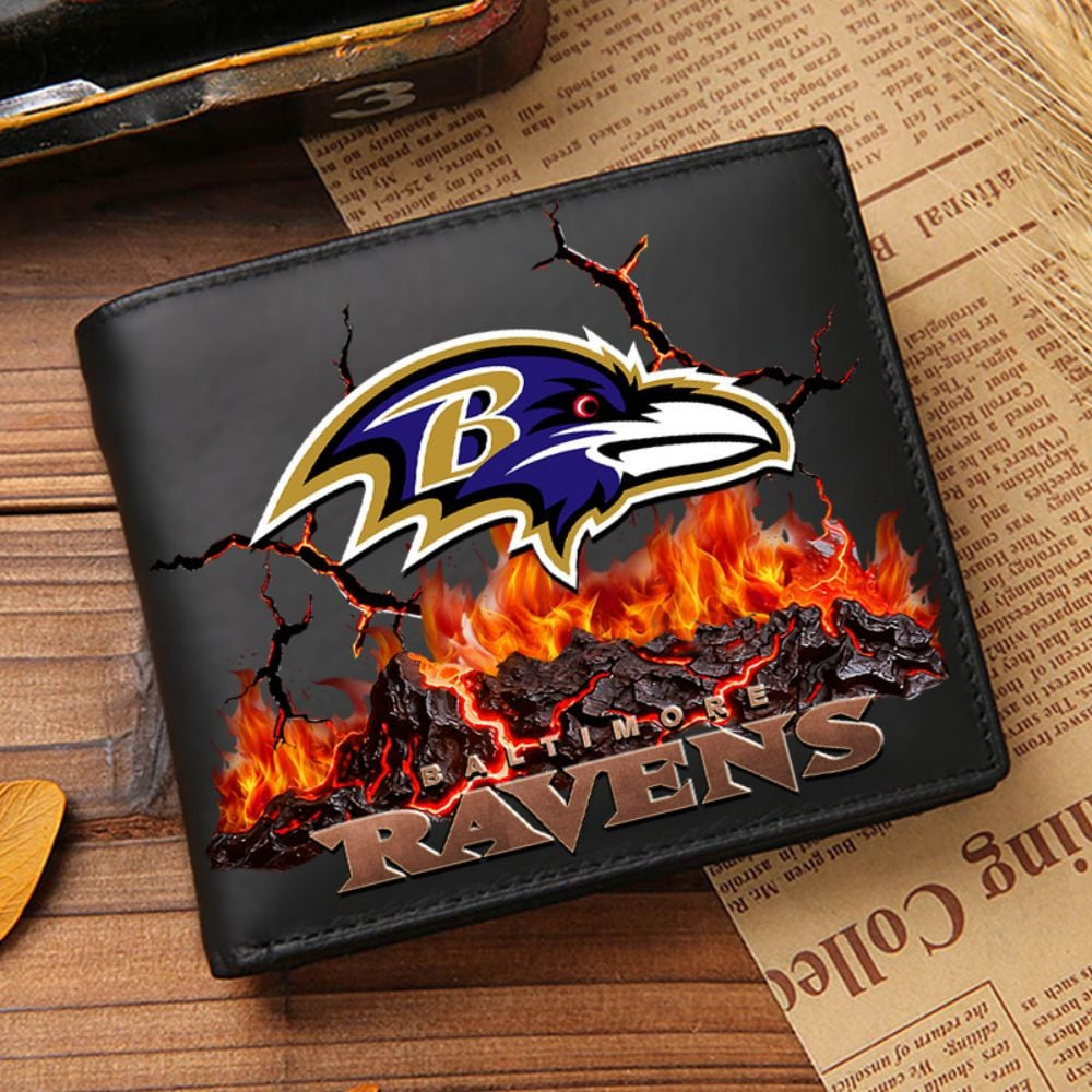 Premium NFL BAL Cracked Fire Leather Wallet V1 NMD TTV