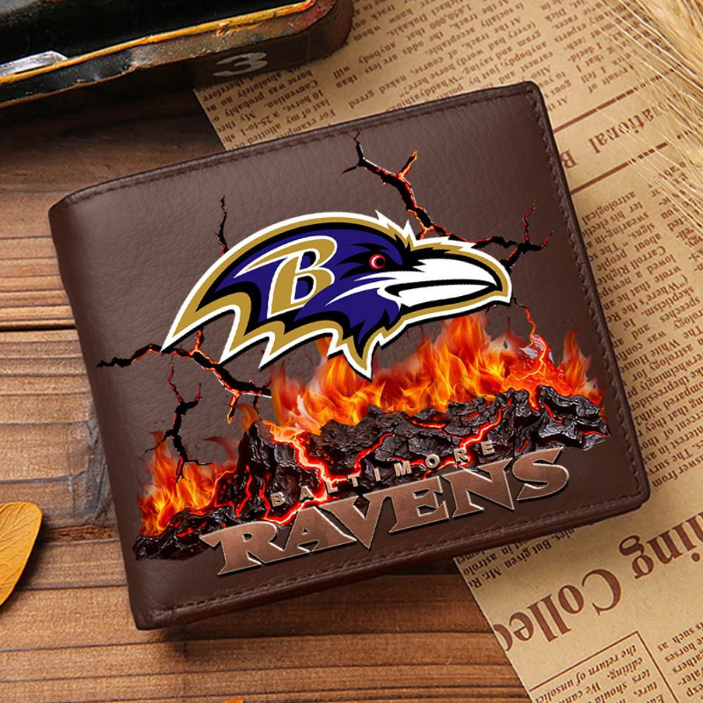 Premium NFL BAL Cracked Fire Leather Wallet V1 NMD TTV