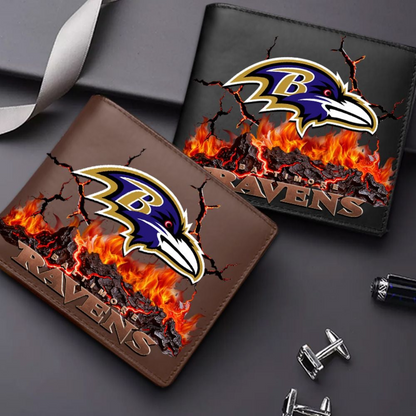 Premium NFL BAL Cracked Fire Leather Wallet V1 NMD TTV